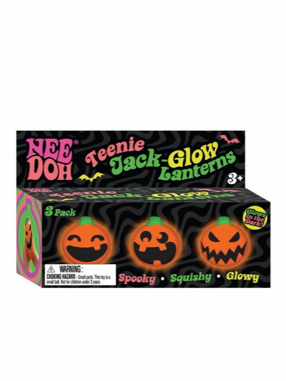 NeeDoh Teenie Jack-Glow Lanterns 3 Pack NEW Sealed Authentic 🎃 Halloween Nee Doh